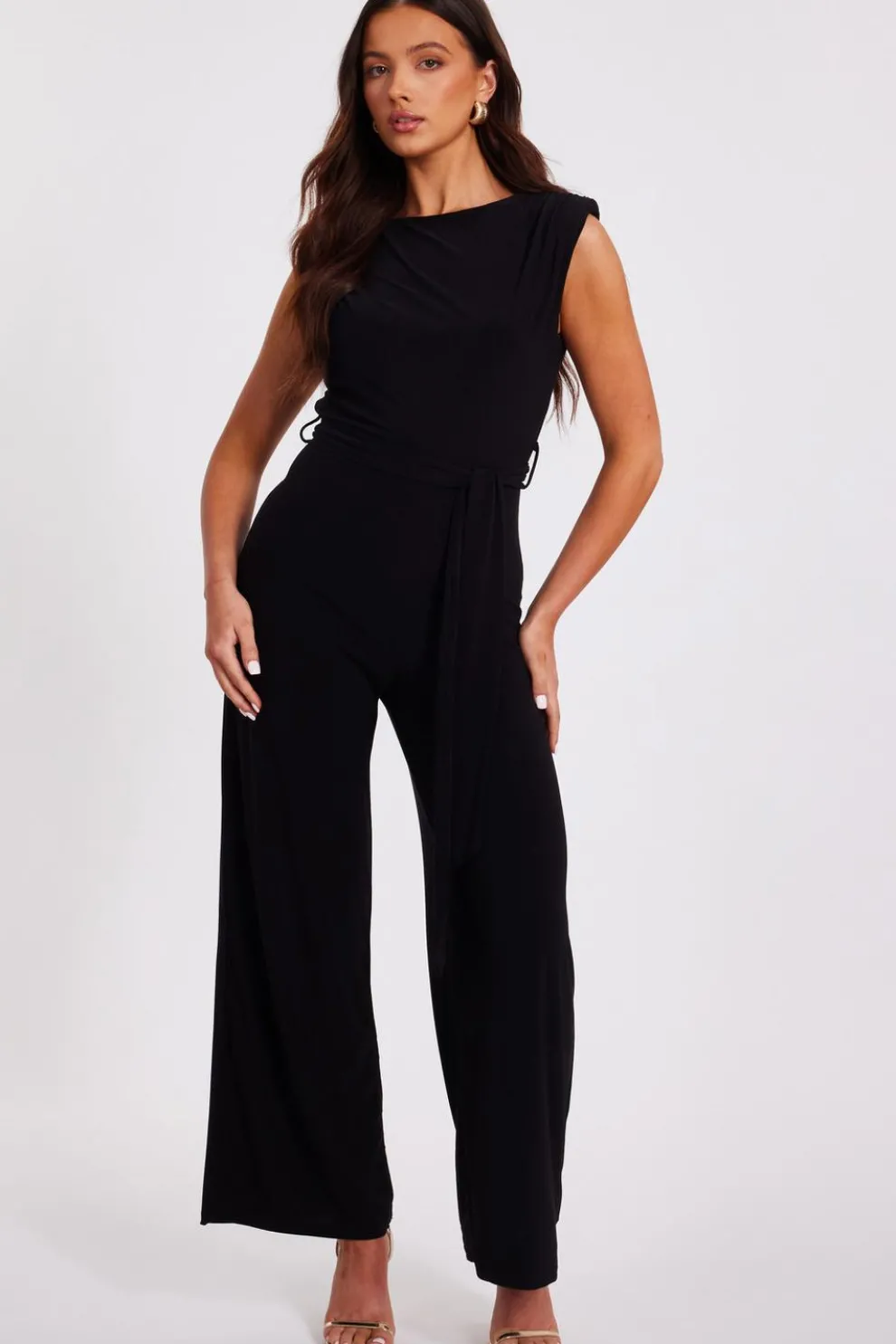 Petite Black Tie Waist Jumpsuit