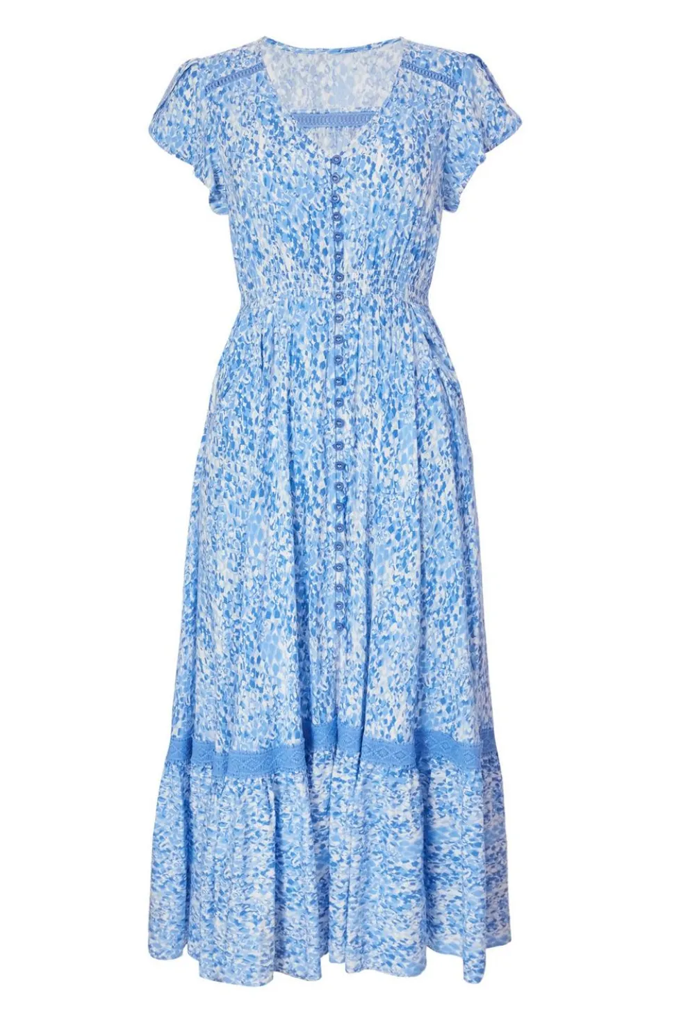 Petite Blue Animal Print Midaxi Dress