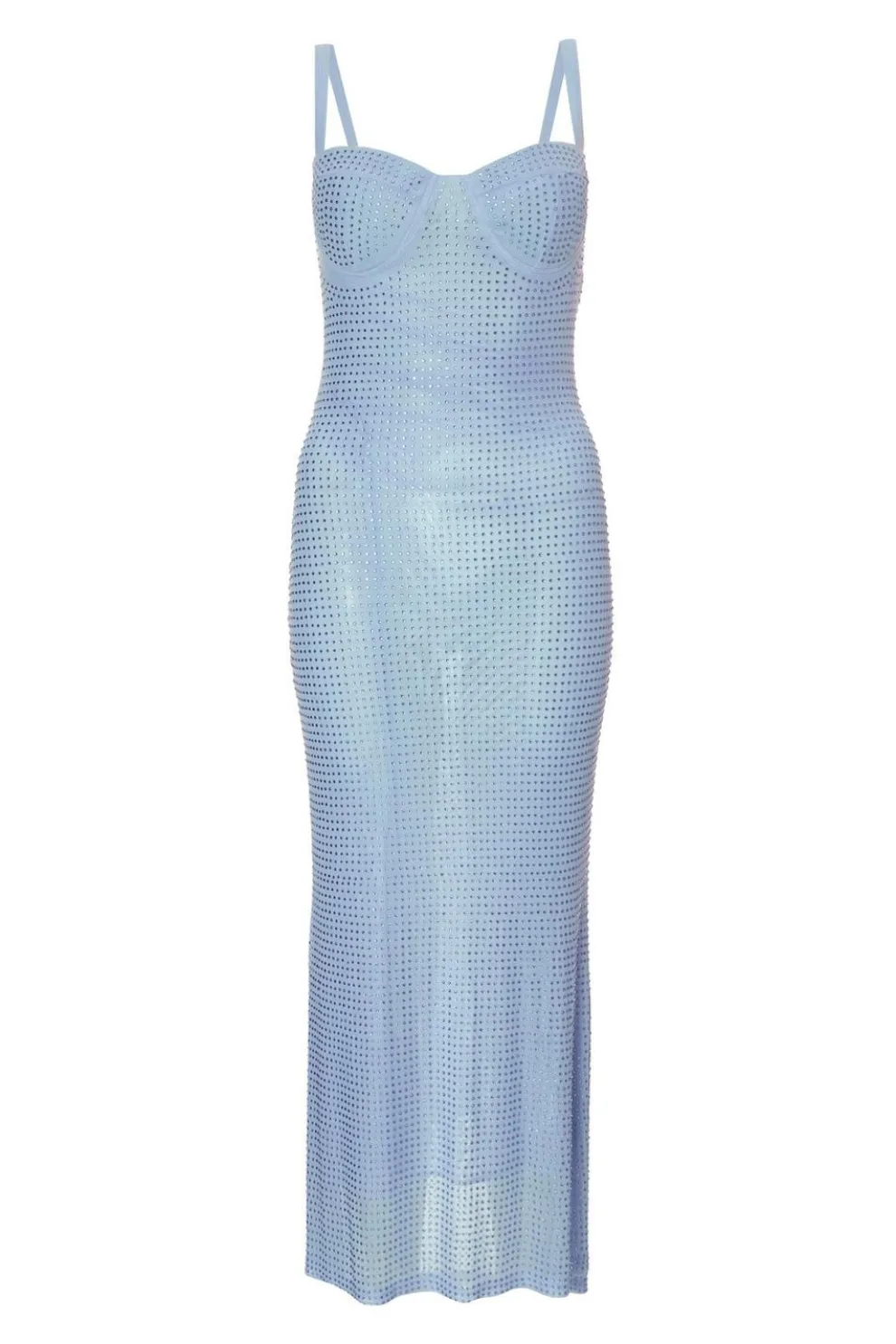 Petite Blue Diamante Maxi Dress