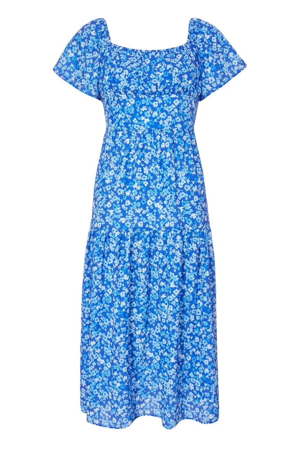 Petite Blue Floral Print Midi Dress