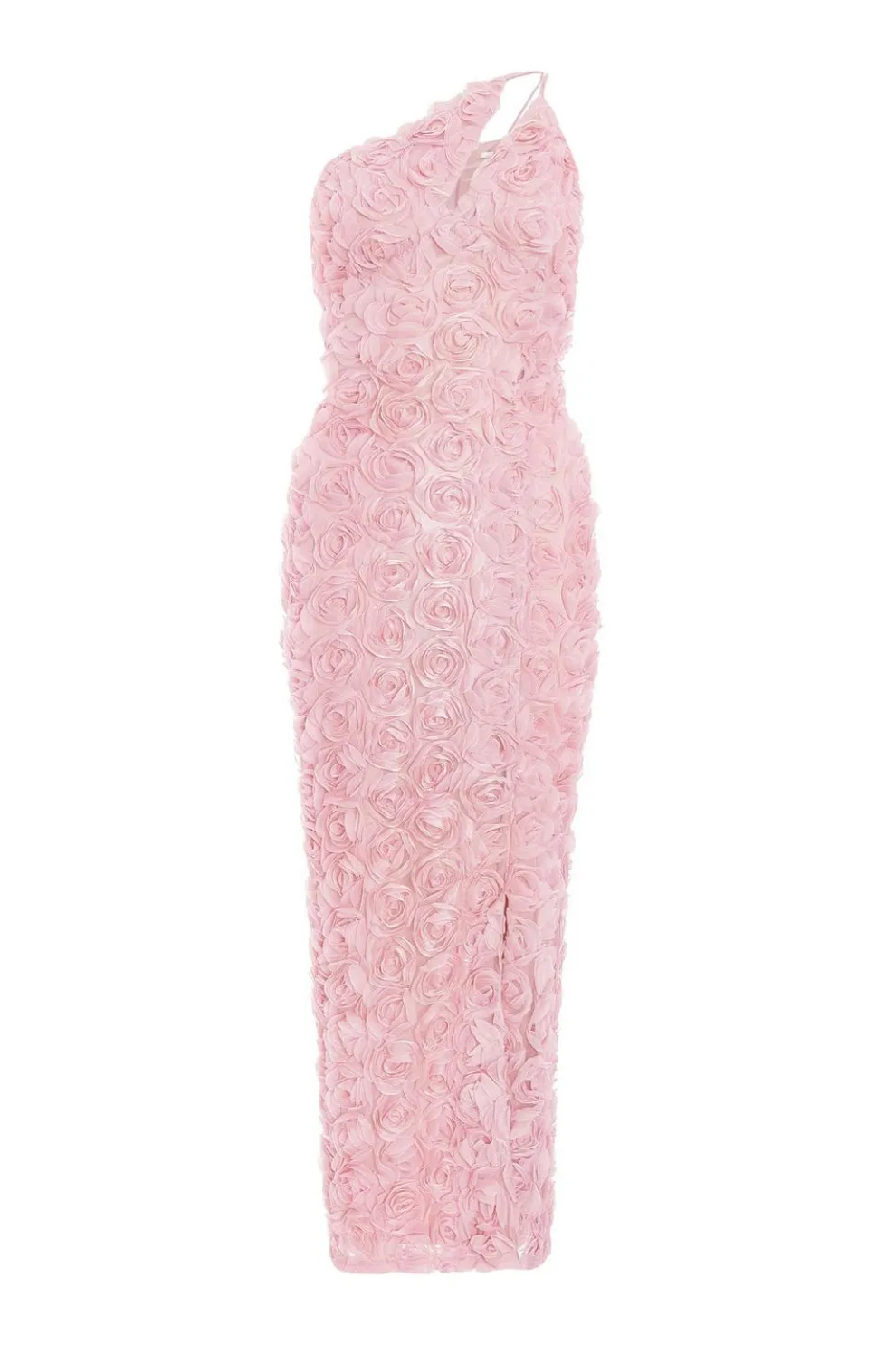 Petite Blush One Shoulder Floral Maxi Dress