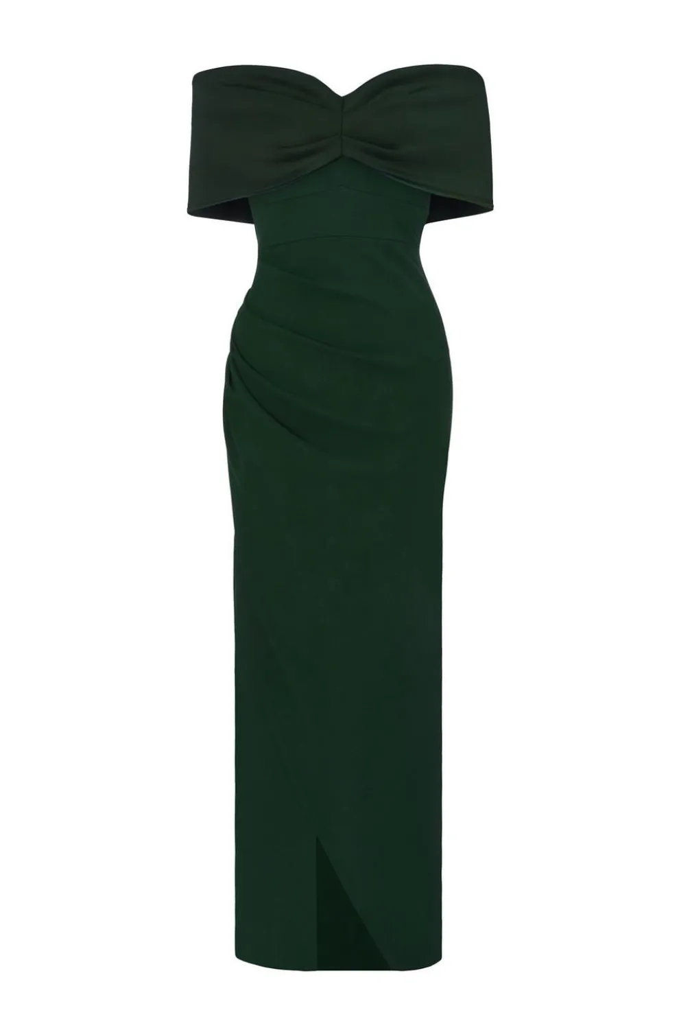 Petite Bottle Green Bardot Wrap Maxi Dress