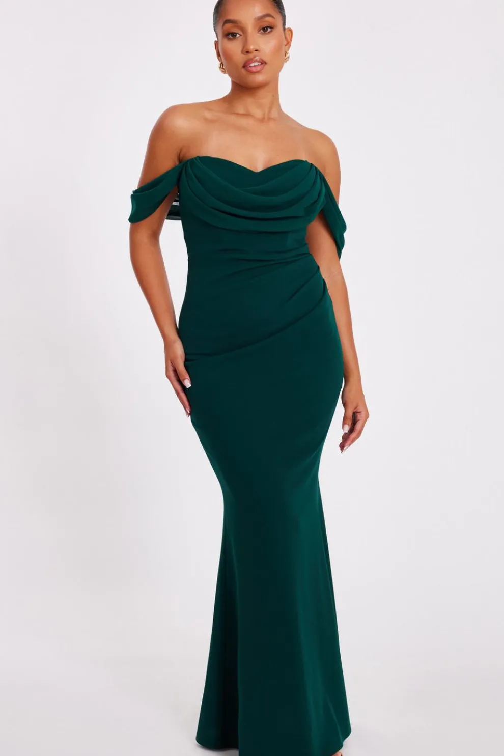 Petite Bottle Green Drop Sleeve Maxi Dress