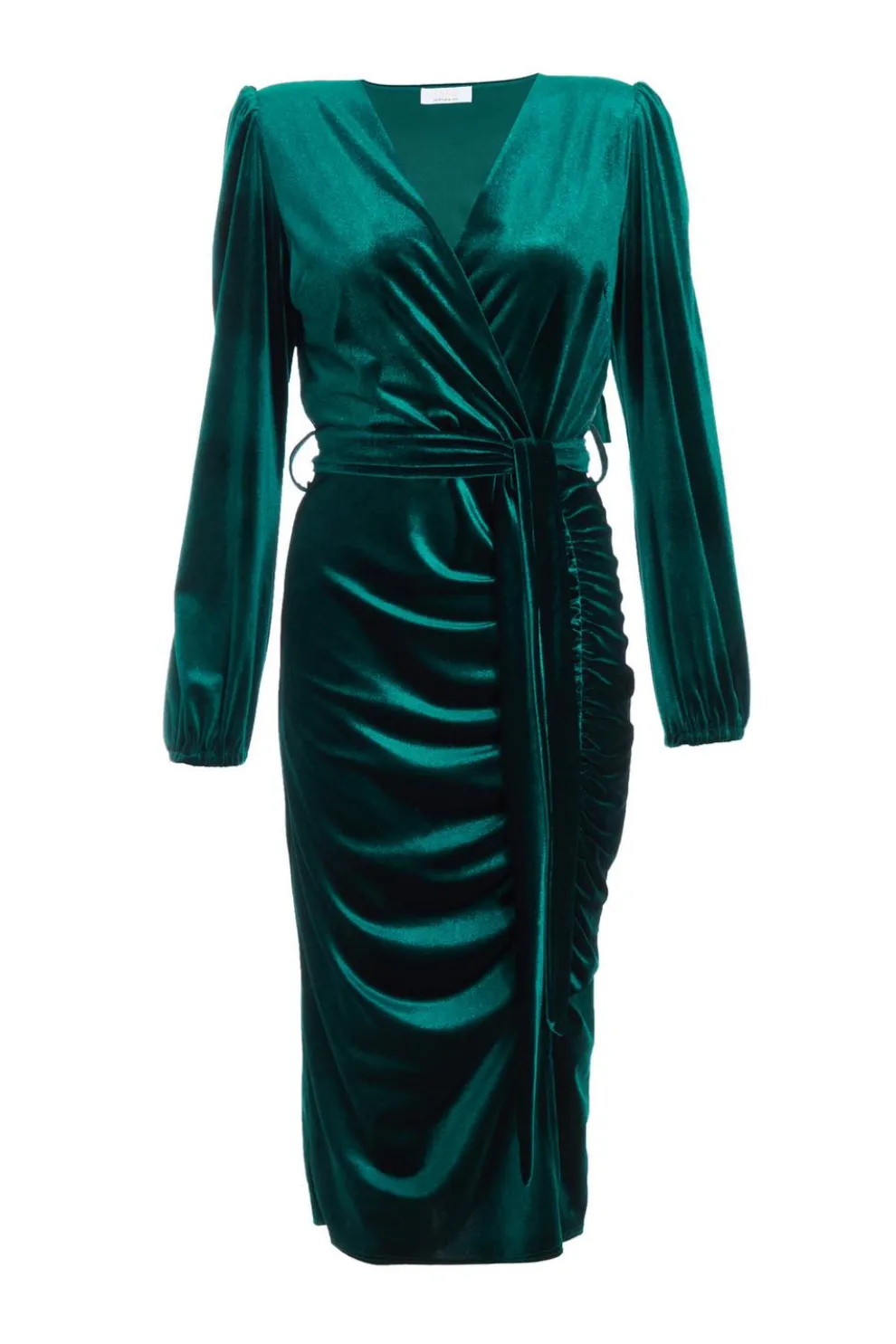 Petite Bottle Green Velvet Midi Dress