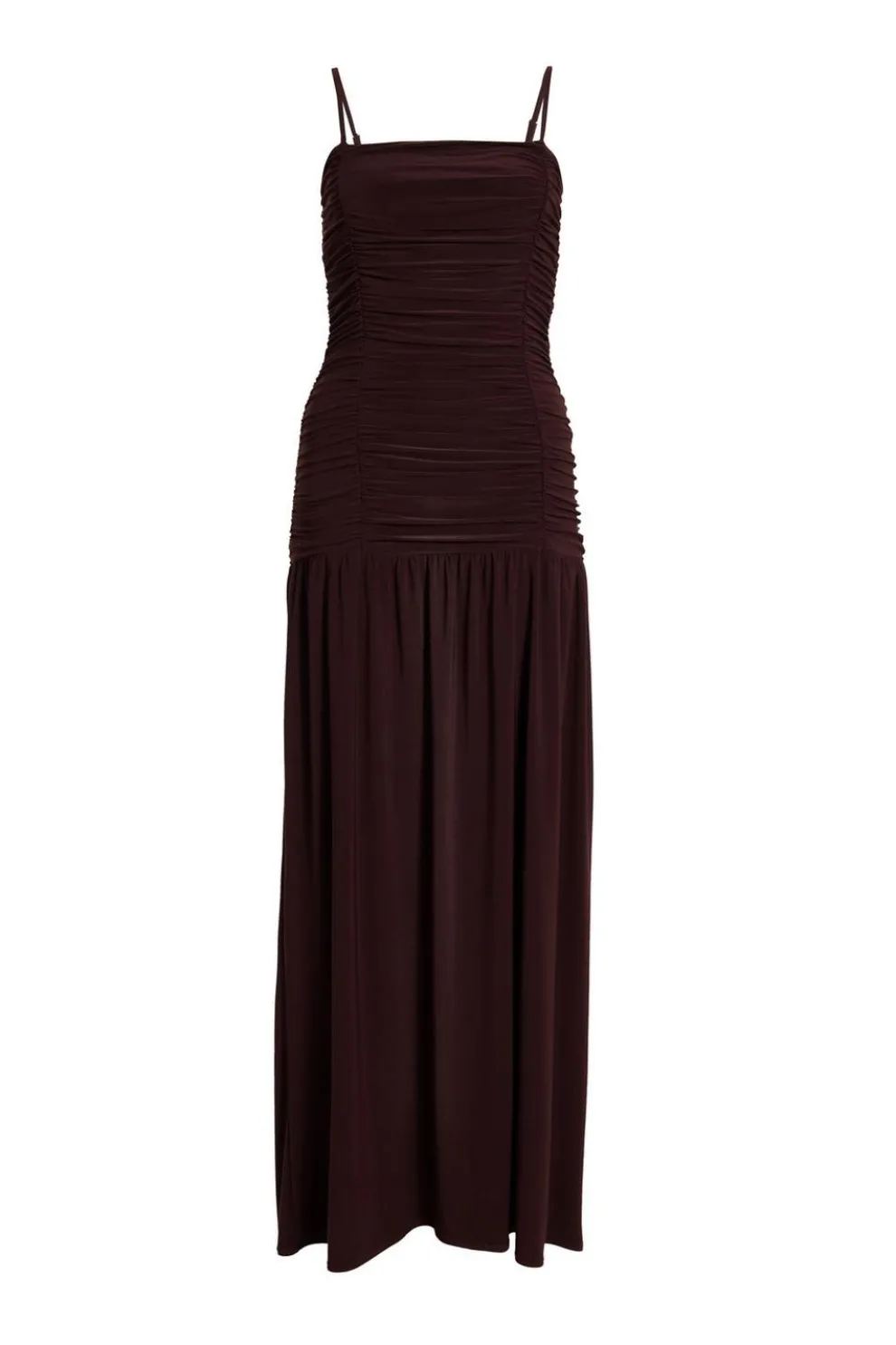 Petite Brown Drop Waist Maxi Dress