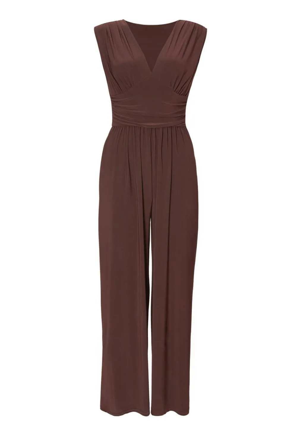 Petite Brown Ruched Jumpsuit