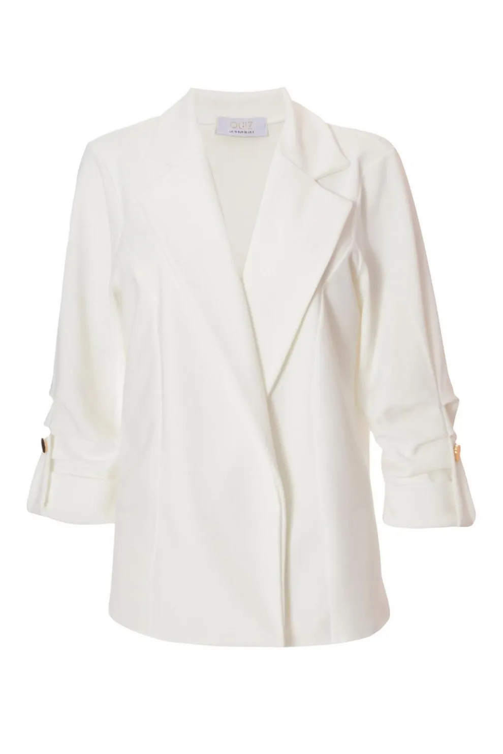 Petite Cream Ruched Sleeve Blazer