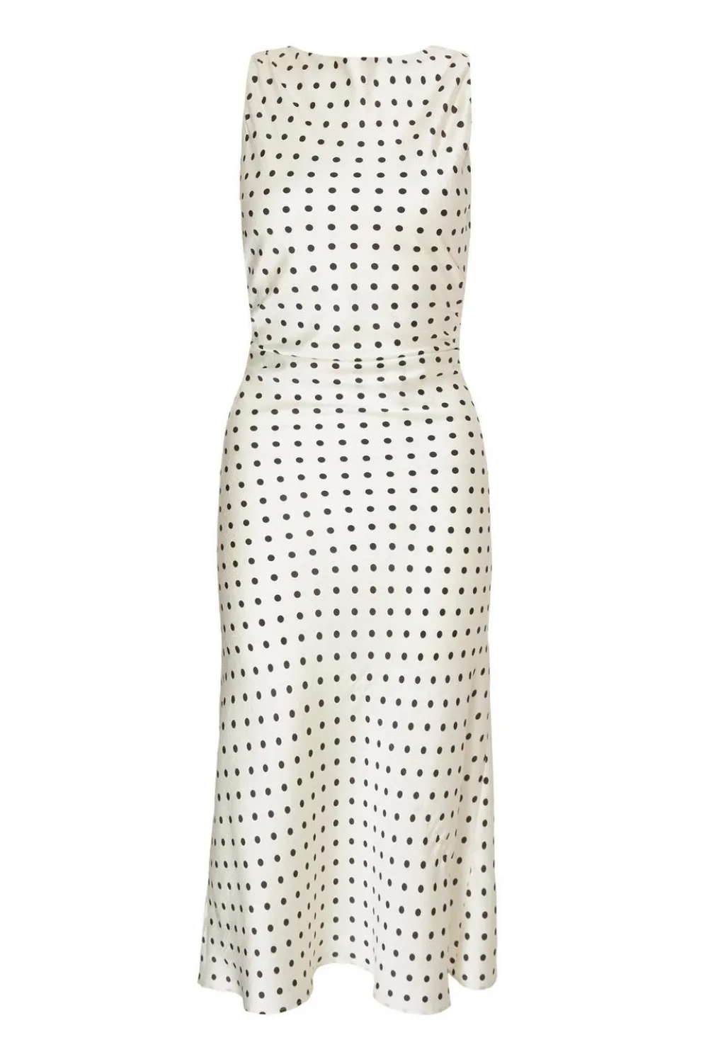 Petite Cream Satin Polka Dot Midaxi Dress