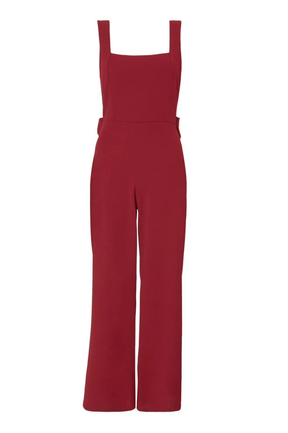 Petite Dark Red Bow Back Jumpsuit