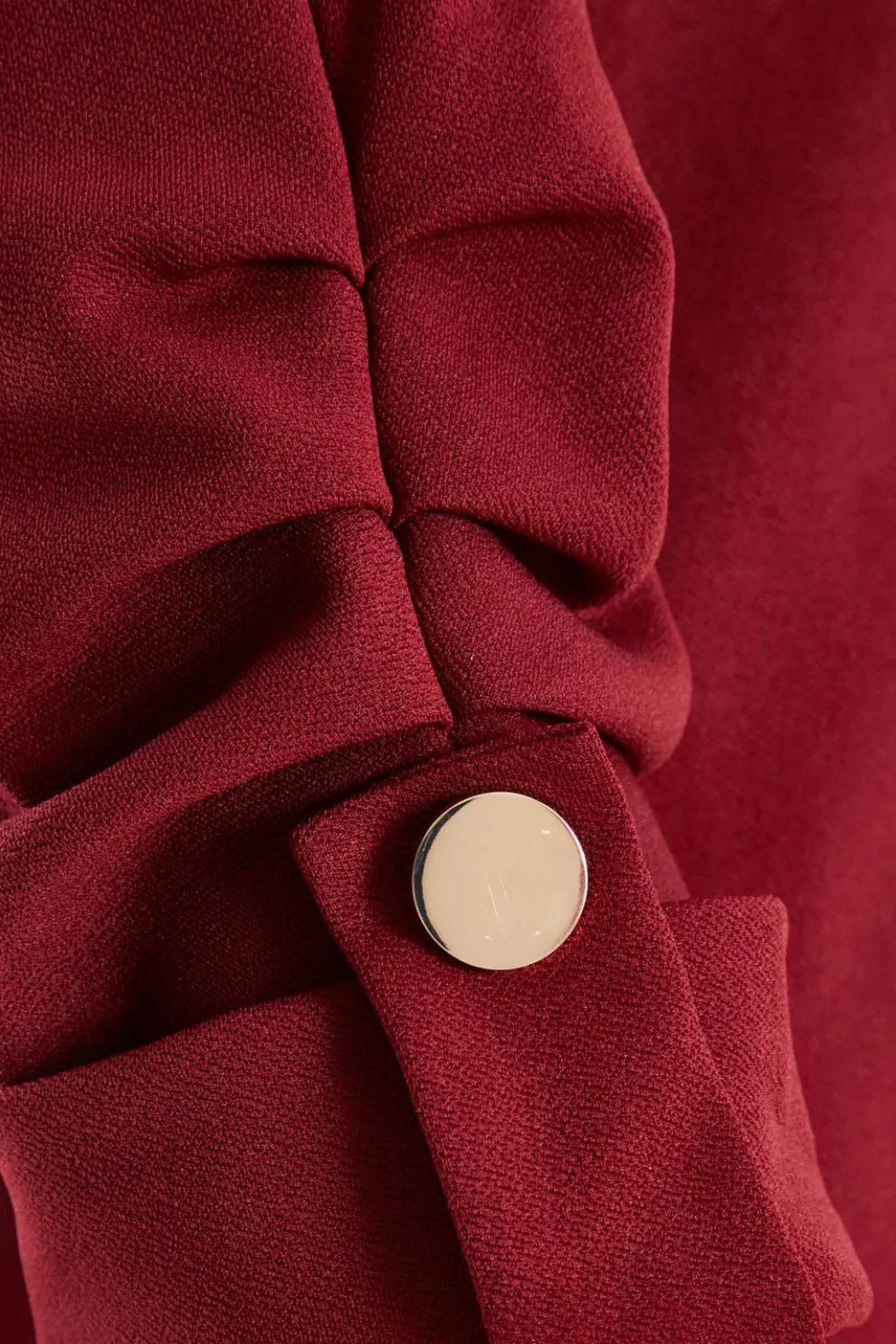 Petite Dark Red Ruched Sleeve Blazer