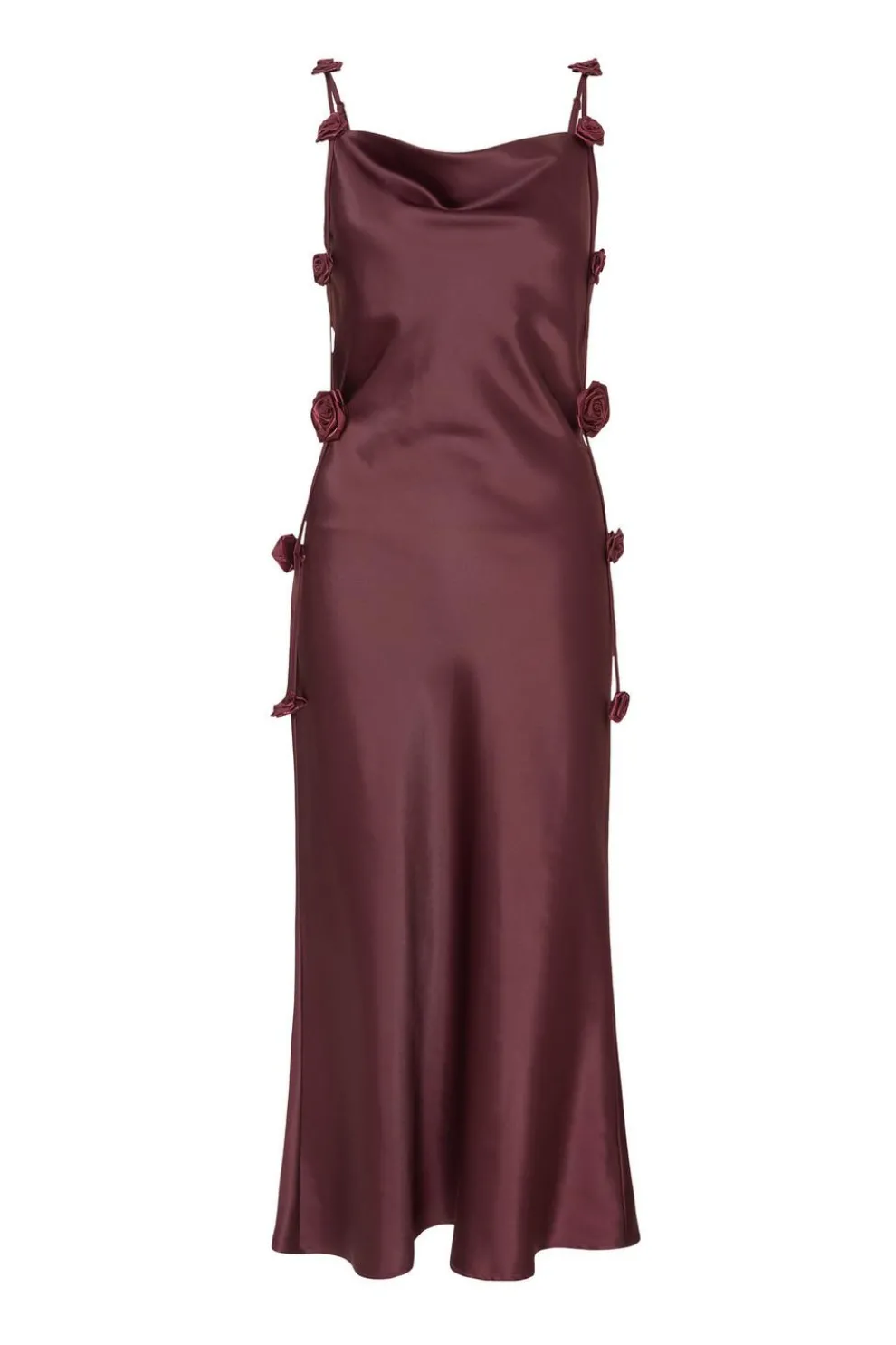 Petite Dark Red Satin Midaxi Dress