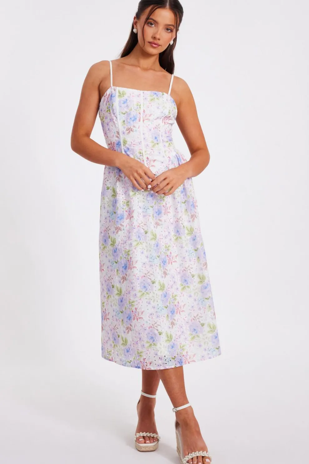 Petite Floral Embroidered Midi Dress