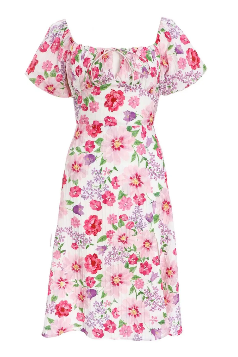 Petite Floral Puff Sleeve Mini Dress