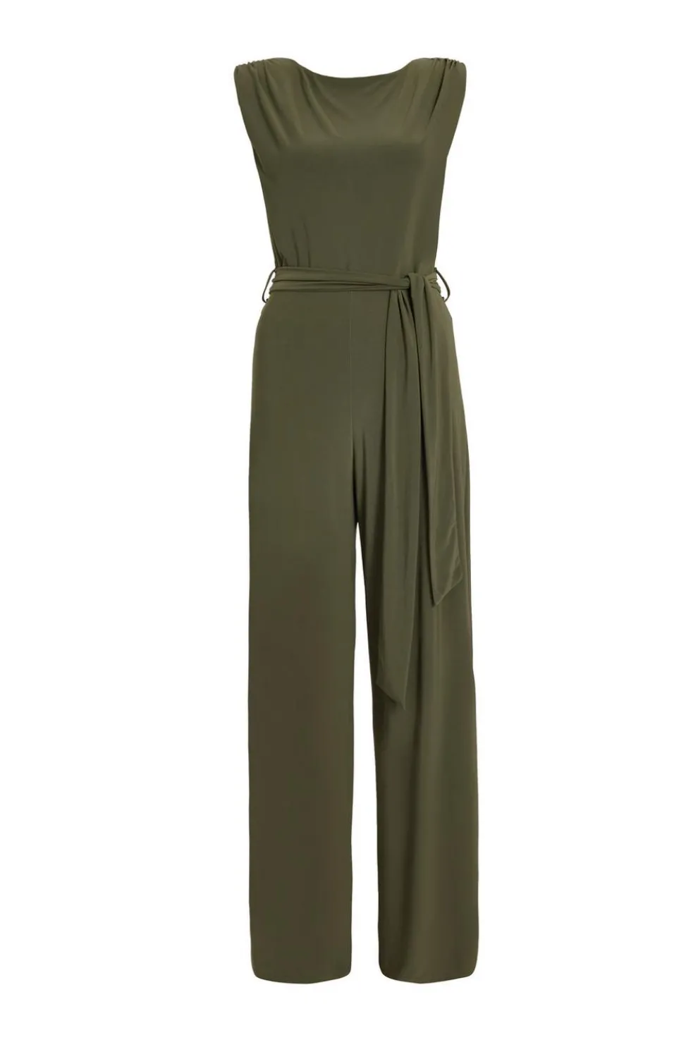 Petite Khaki Tie Waist Jumpsuit
