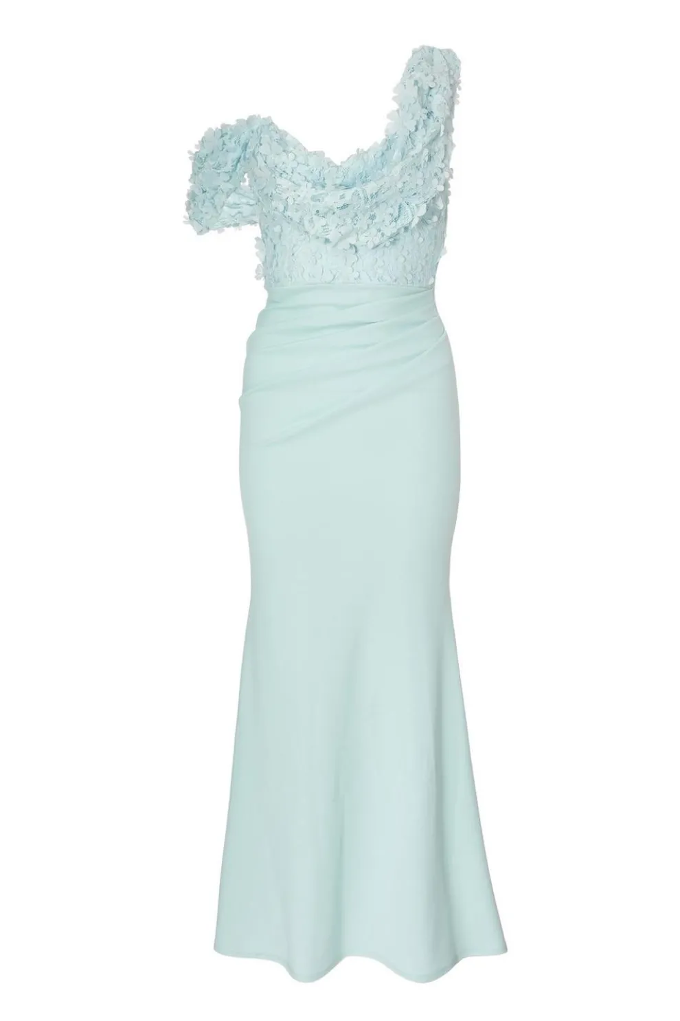 Petite Light Blue Floral Ruched Maxi Dress