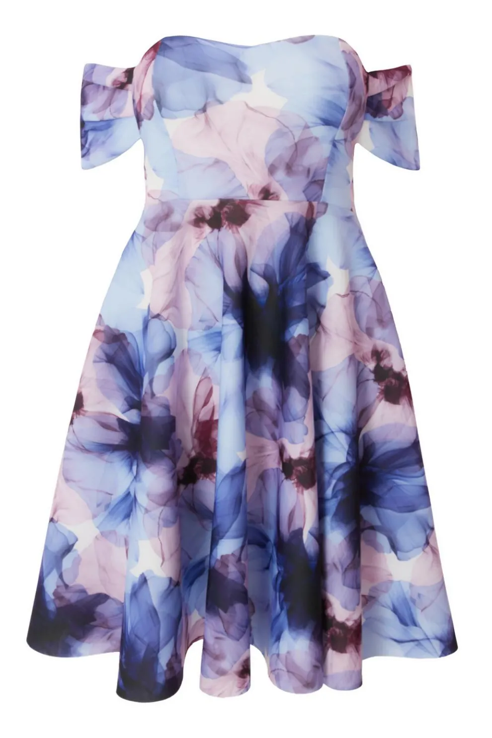 Petite Light Blue Floral Skater Dress