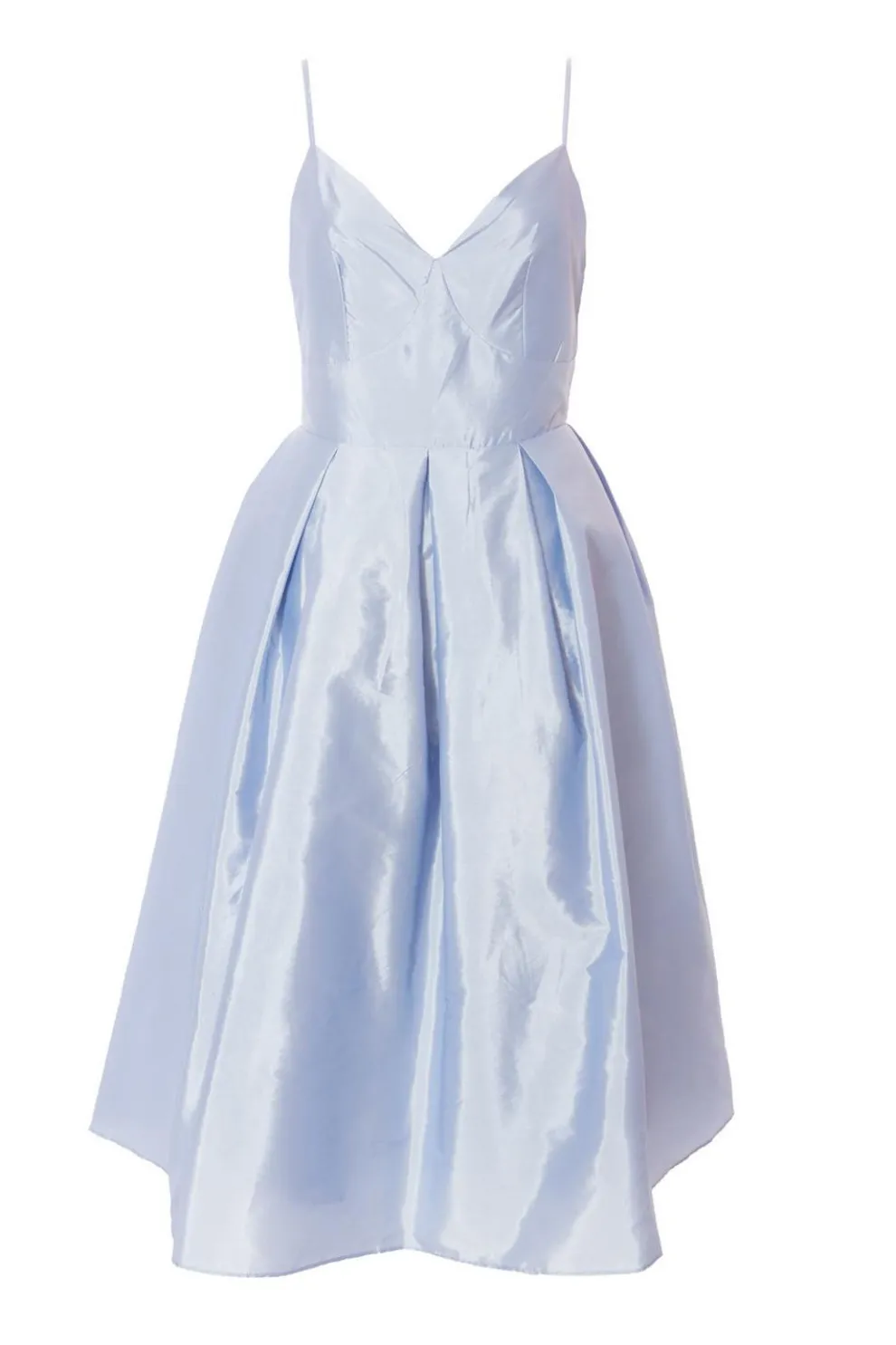 Petite Light Blue Taffeta Midi Dress