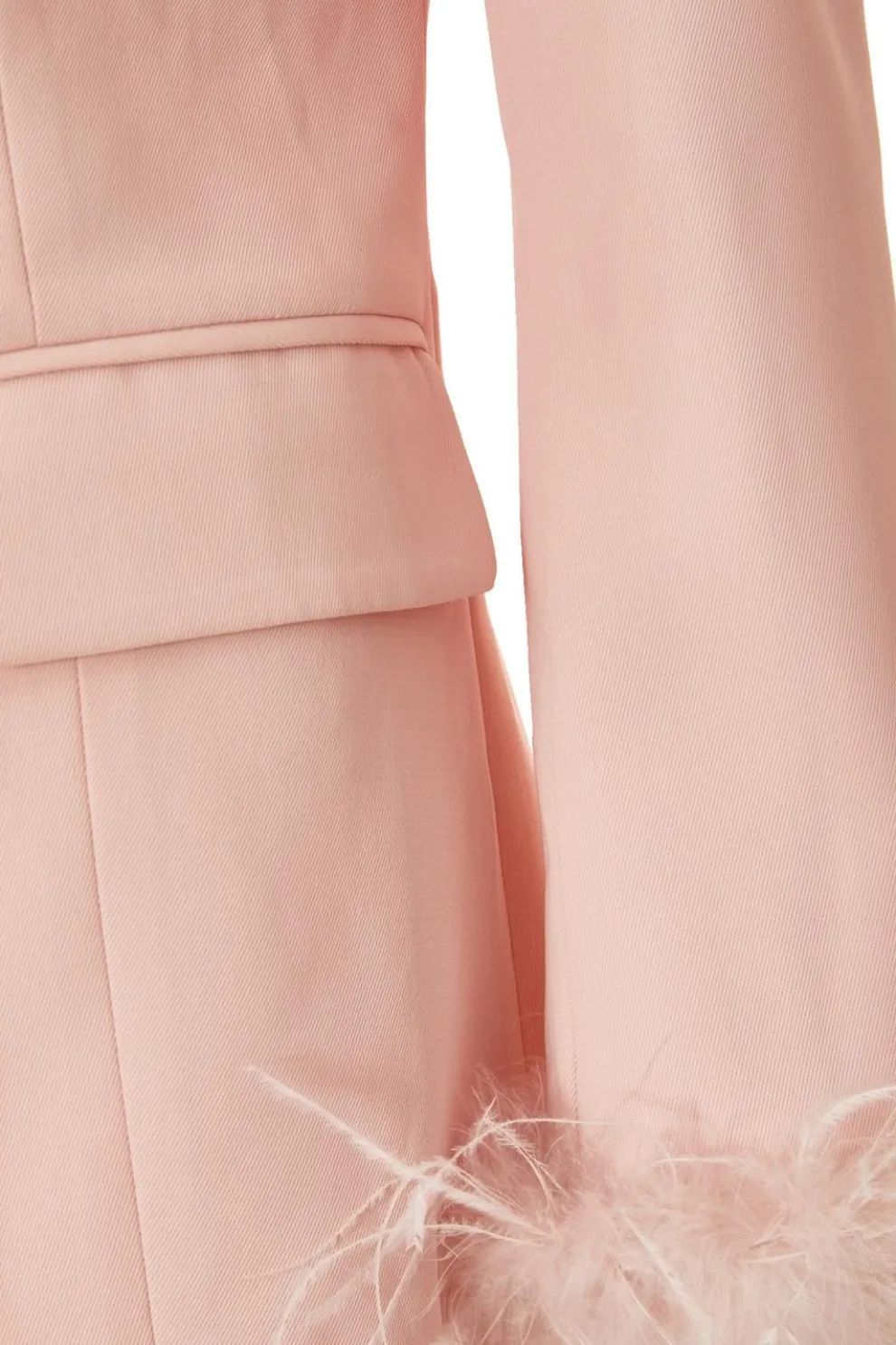 Petite Light Pink Feather Trim Blazer