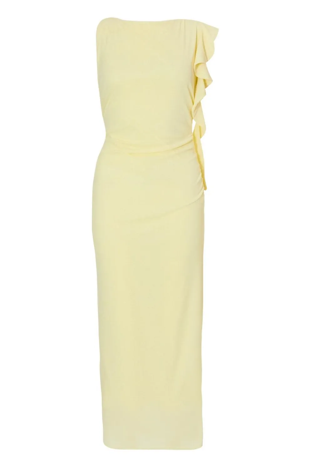 Petite Light Yellow Frill Midi Dress