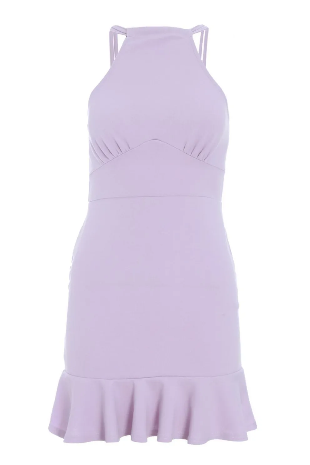 Petite Lilac Bodycon Frill Hem Mini Dress