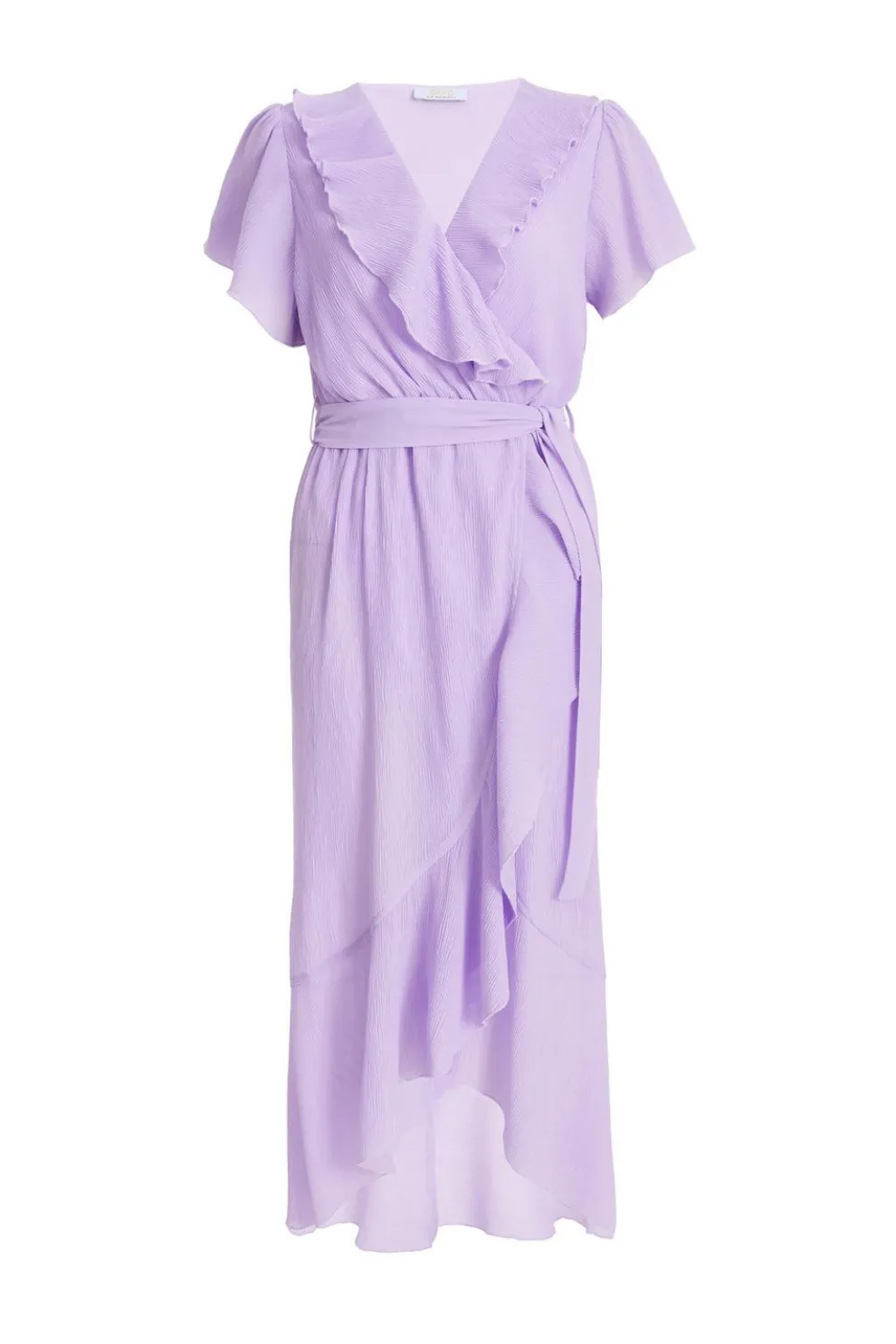 Petite Lilac Crinkle Frill Midaxi Dress