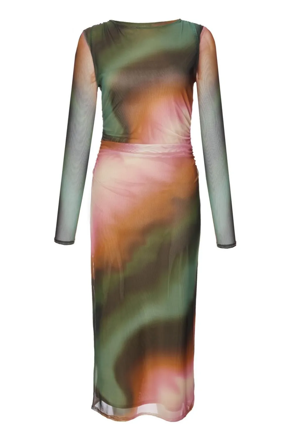 Petite Mesh Marble Print Midi Dress