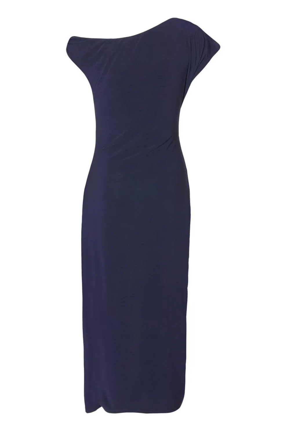 Petite Navy Asymmetric Wrap Midaxi Dress