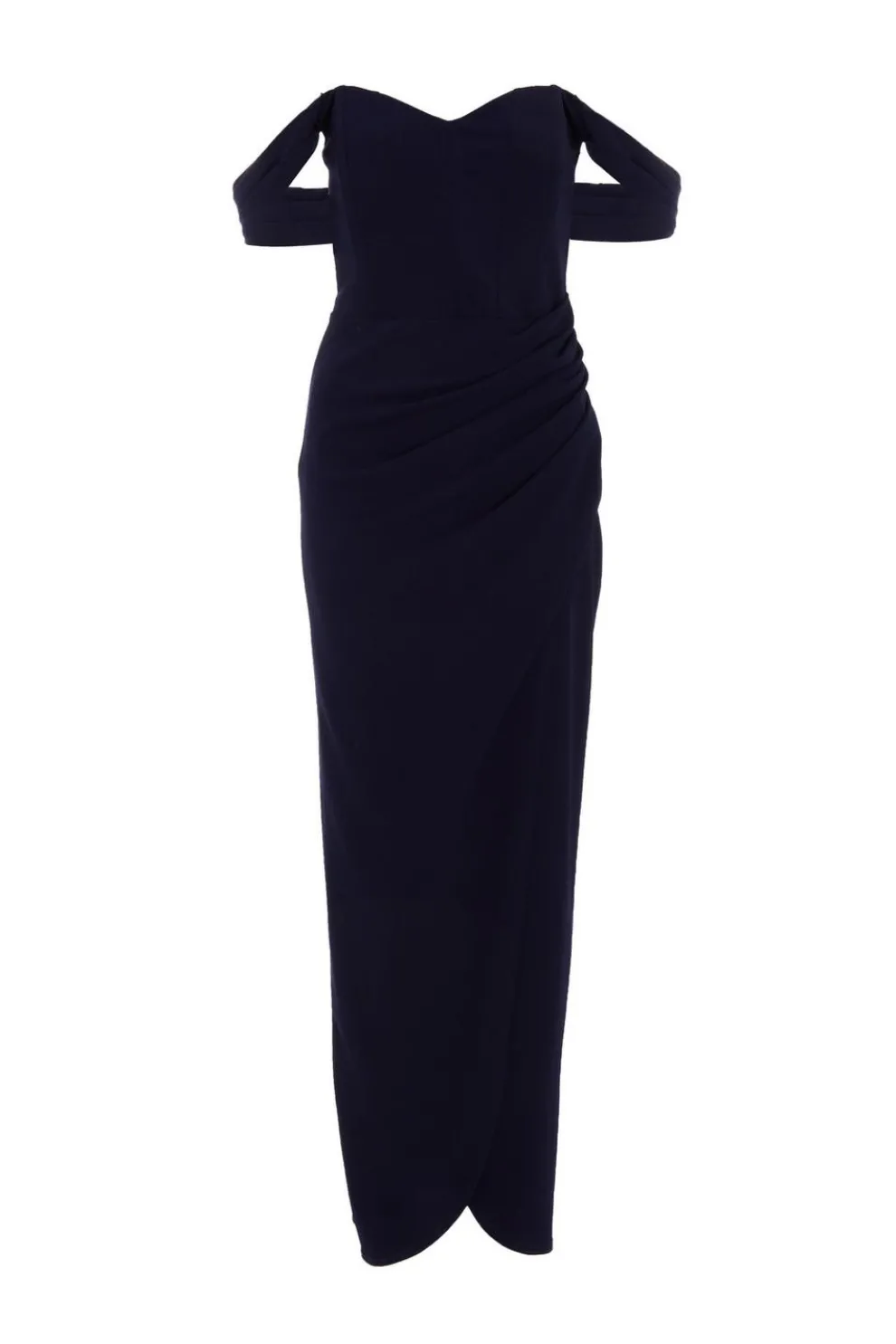 Petite Navy Bardot Maxi Dress
