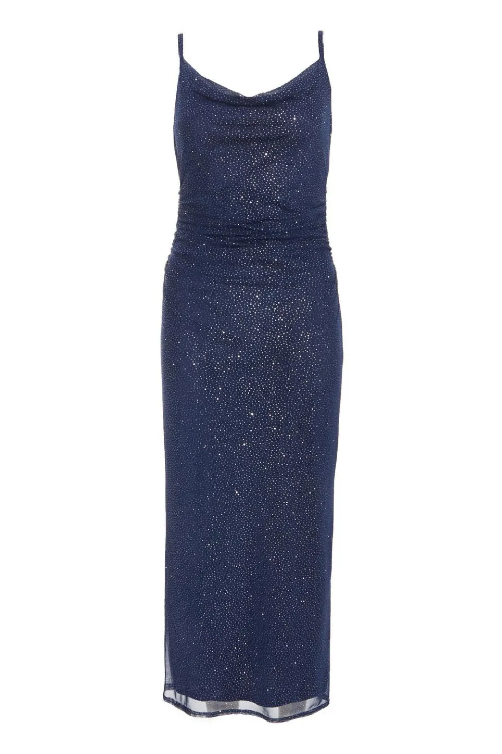 Petite Navy Glitter Mesh Midaxi Dress
