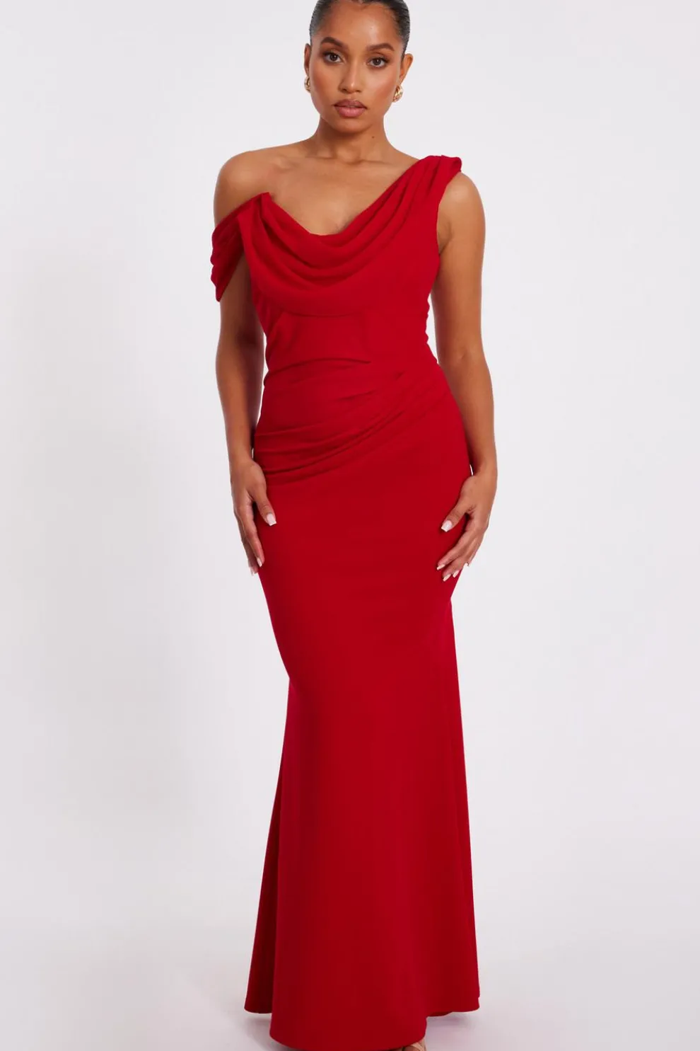 Petite Red Drop Sleeve Maxi Dress