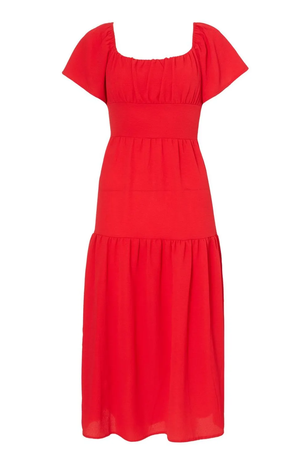 Petite Red Short Sleeve Midaxi Dress