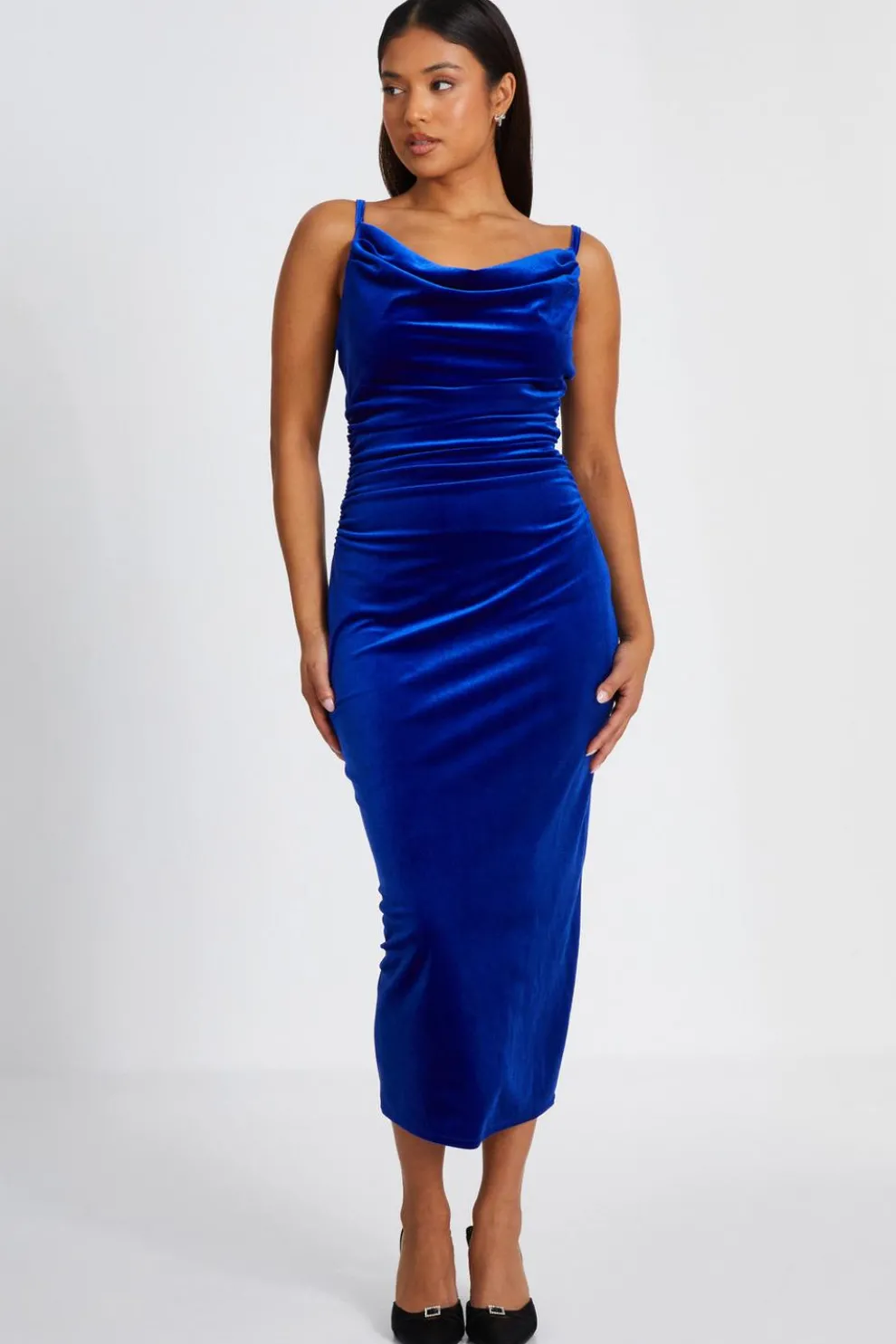 Petite Royal Blue Velvet Midaxi Dress