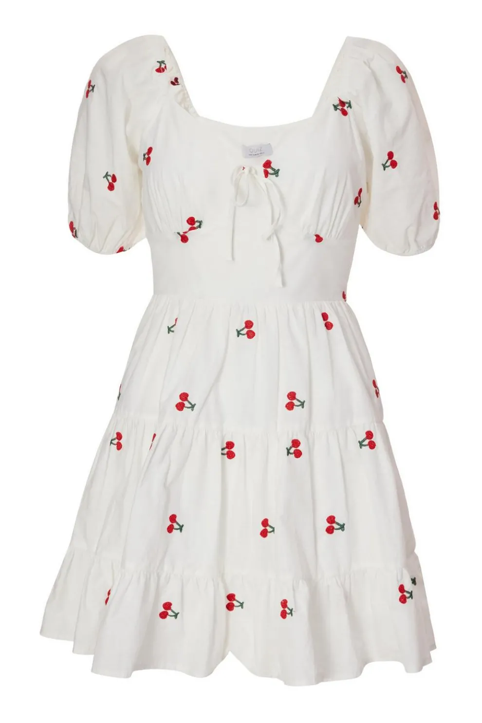 Petite White Cherry Print Skater Dress