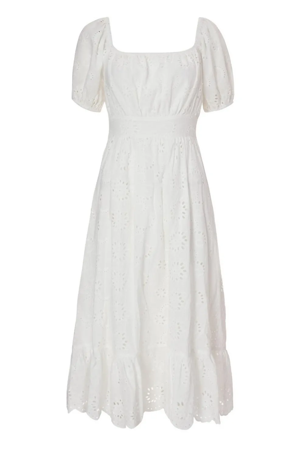 Petite White Embroidered Dress