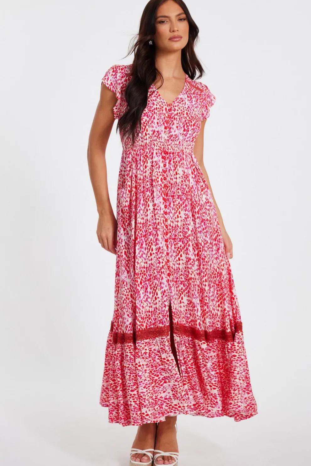 Pink Animal Print Midaxi Dress