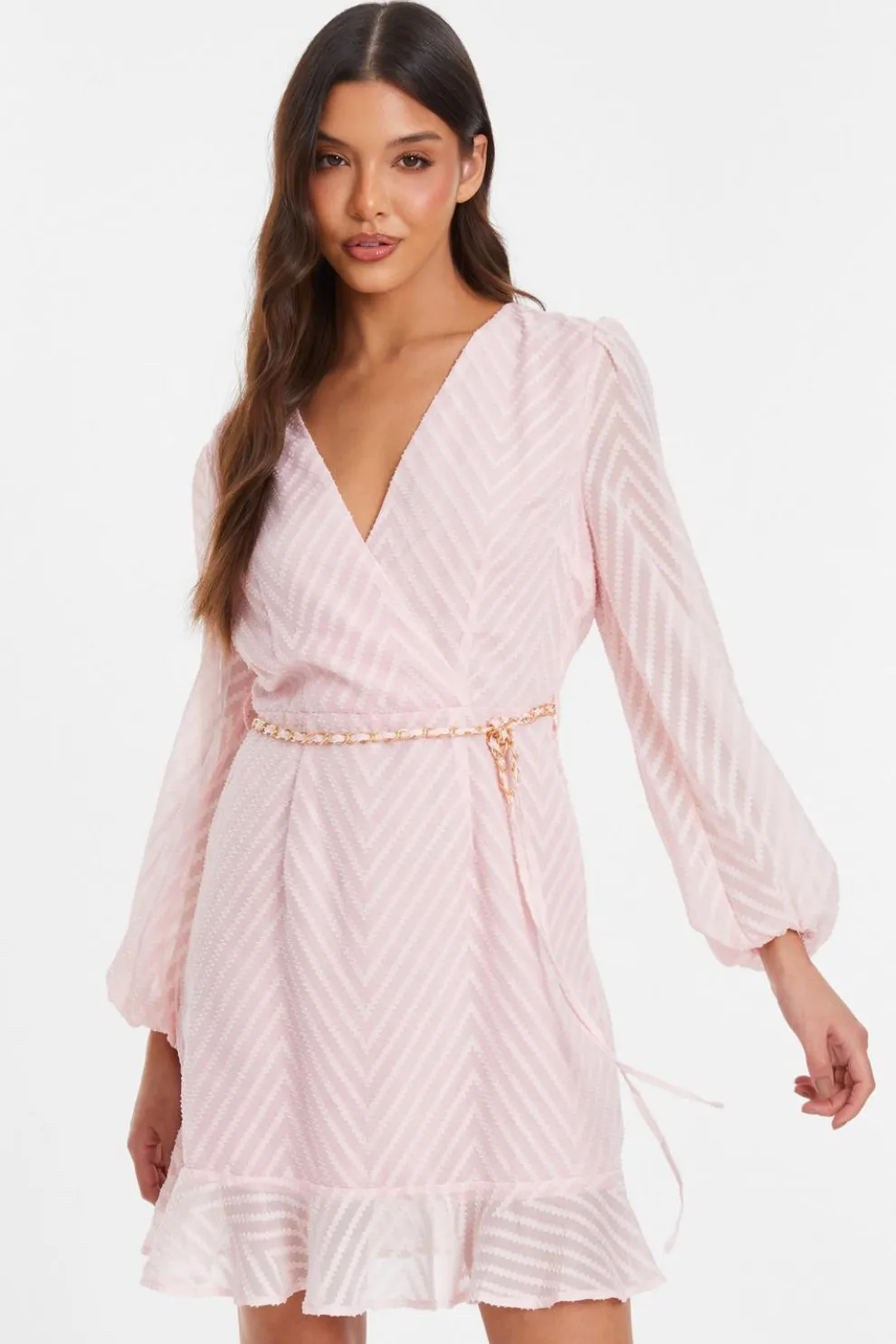 Pink Chevron Skater Mini Dress