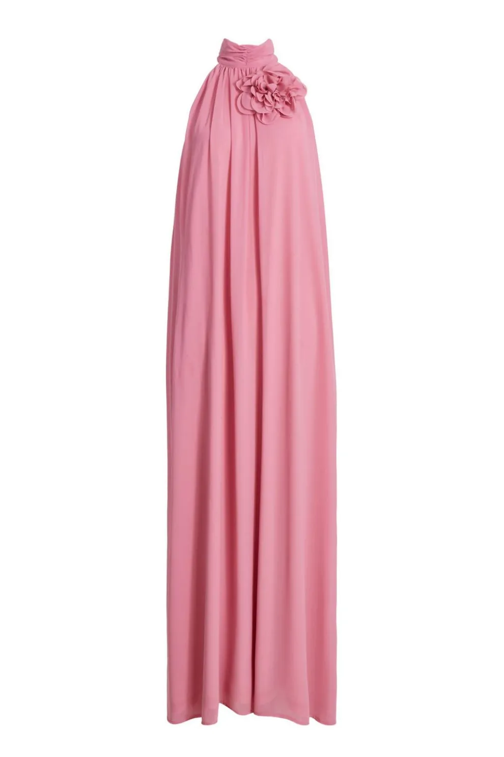 Pink Chiffon Corsage Maxi Dress