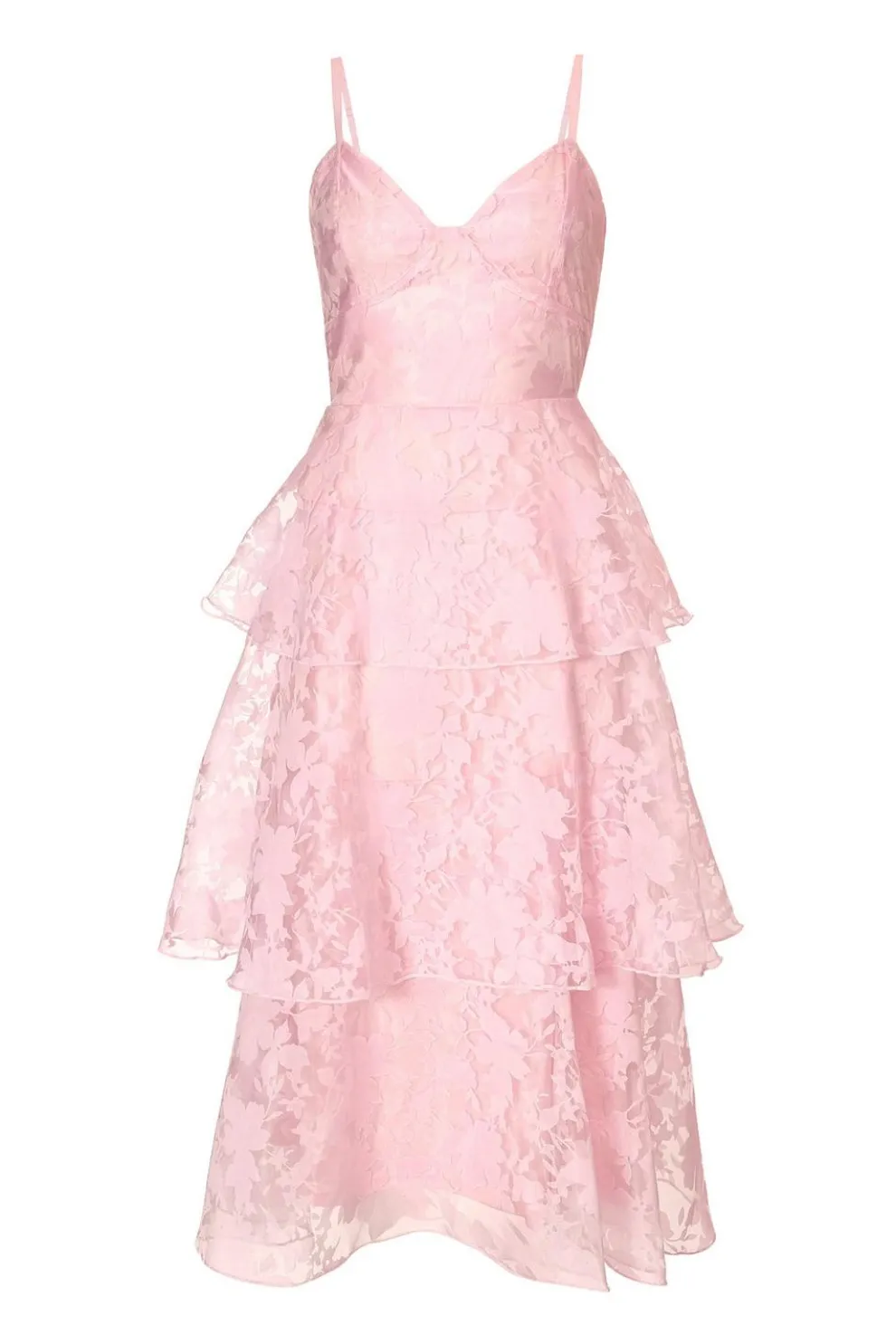Pink Chiffon Floral Midaxi Dress