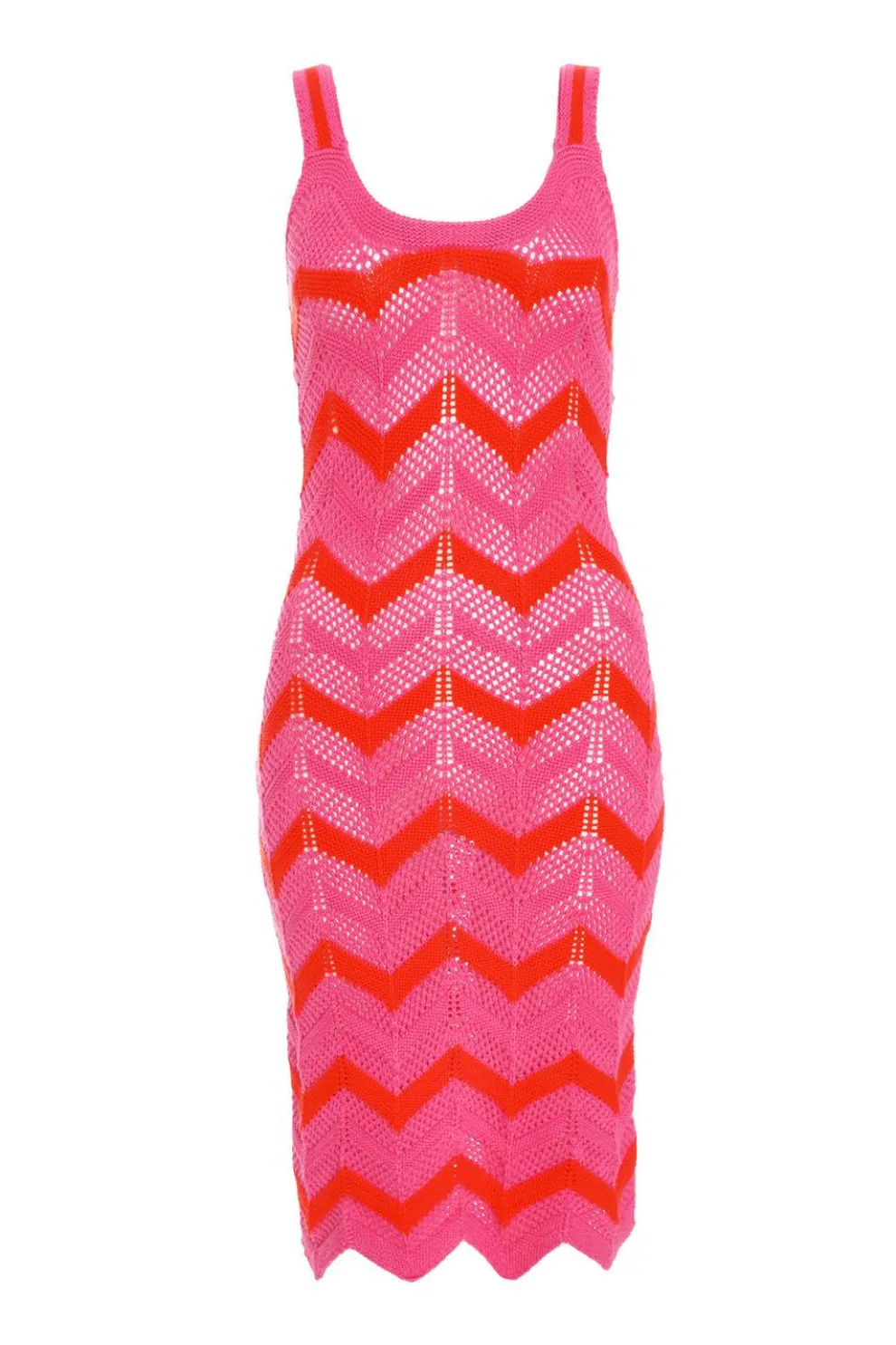 Pink Crochet Midi Dress