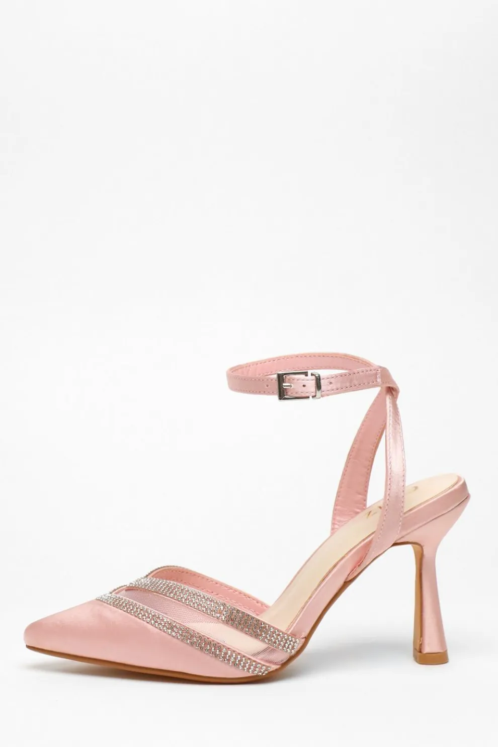 Pink Diamante Mesh Court Heels