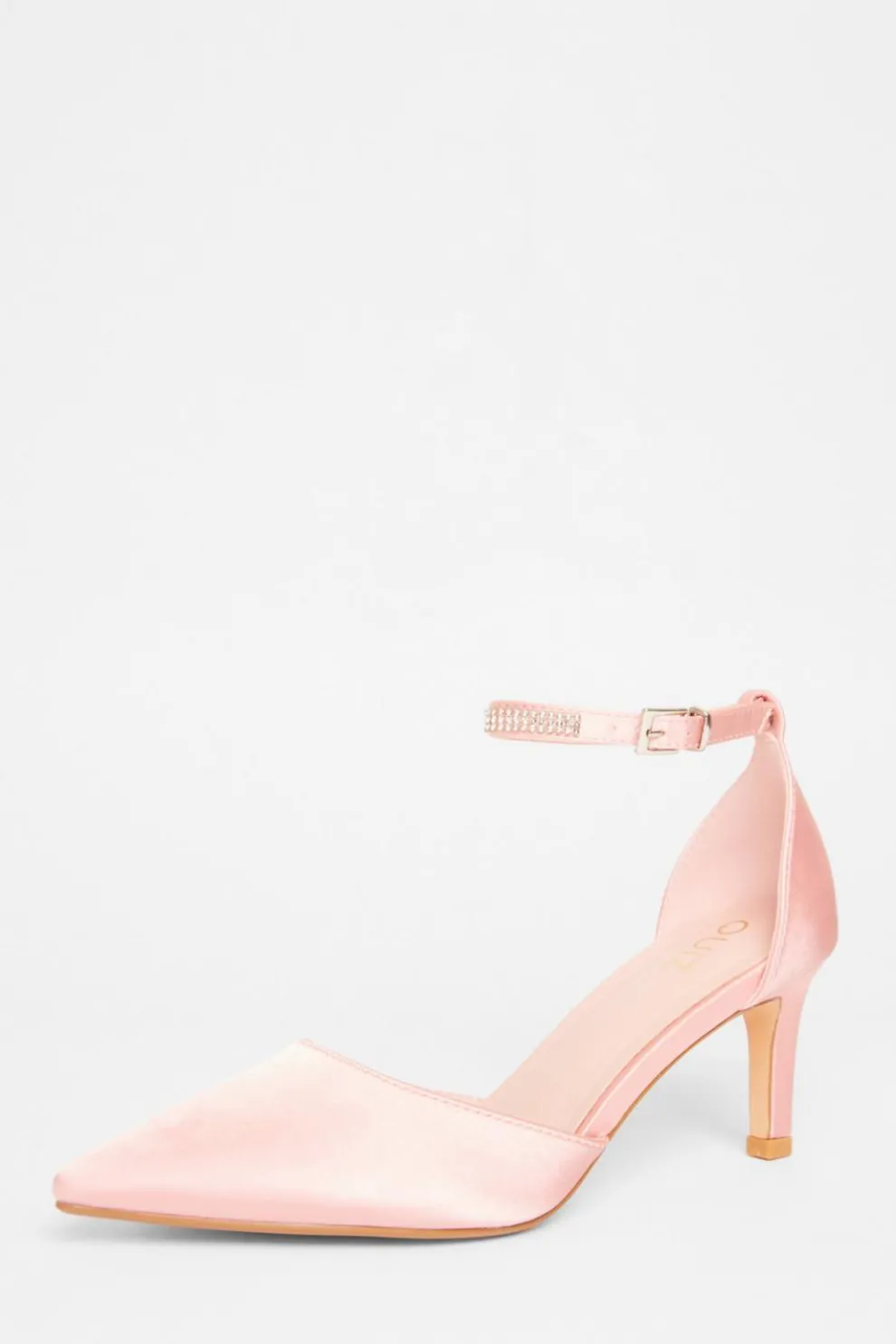 Pink Diamante Strap Court Heels
