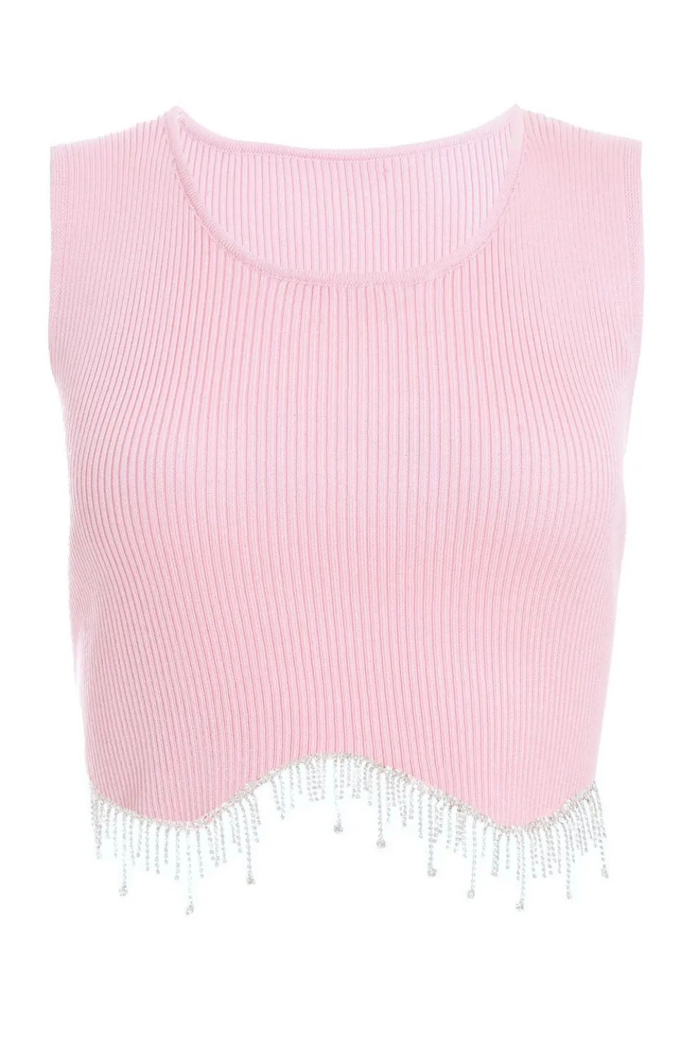Pink Diamante Trim Crop Top