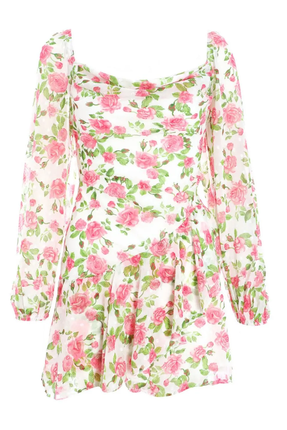 Pink Floral Chiffon Playsuit