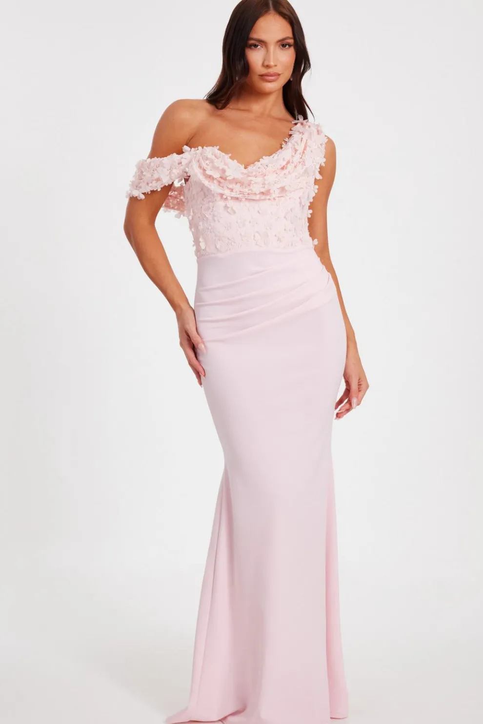 Pink Floral Drop Sleeve Maxi Dress