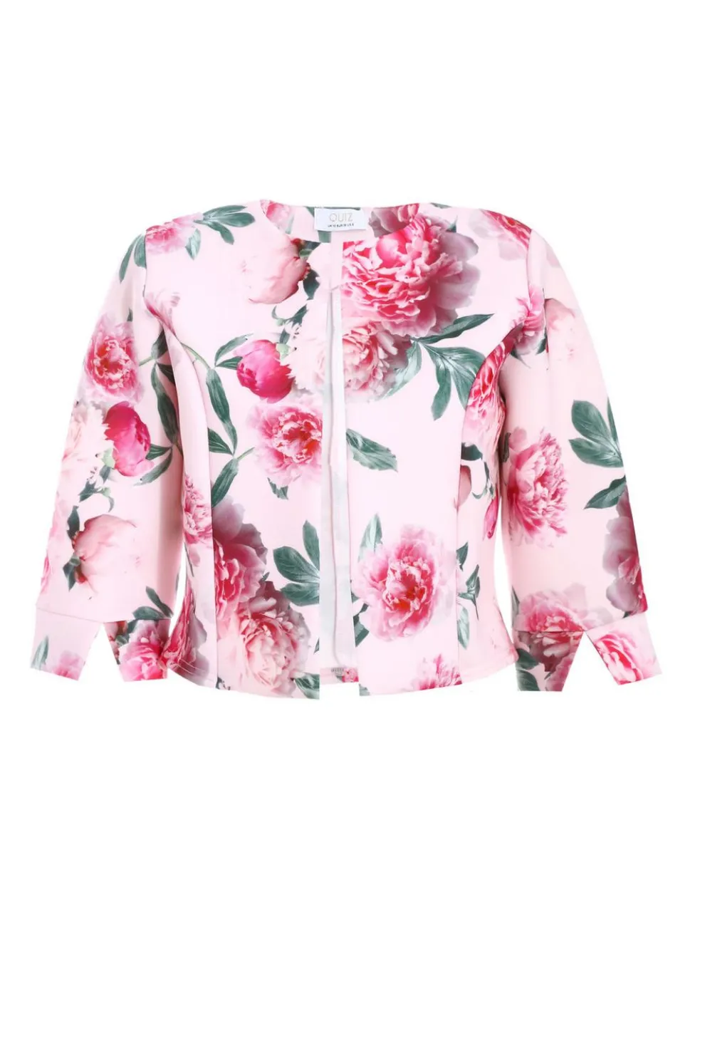 Pink Floral Split Sleeve Crop Jacket