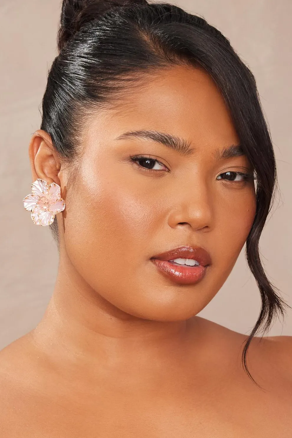 Pink Floral Stud Earrings