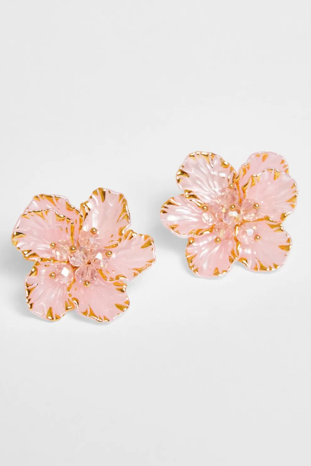 Pink Floral Stud Earrings