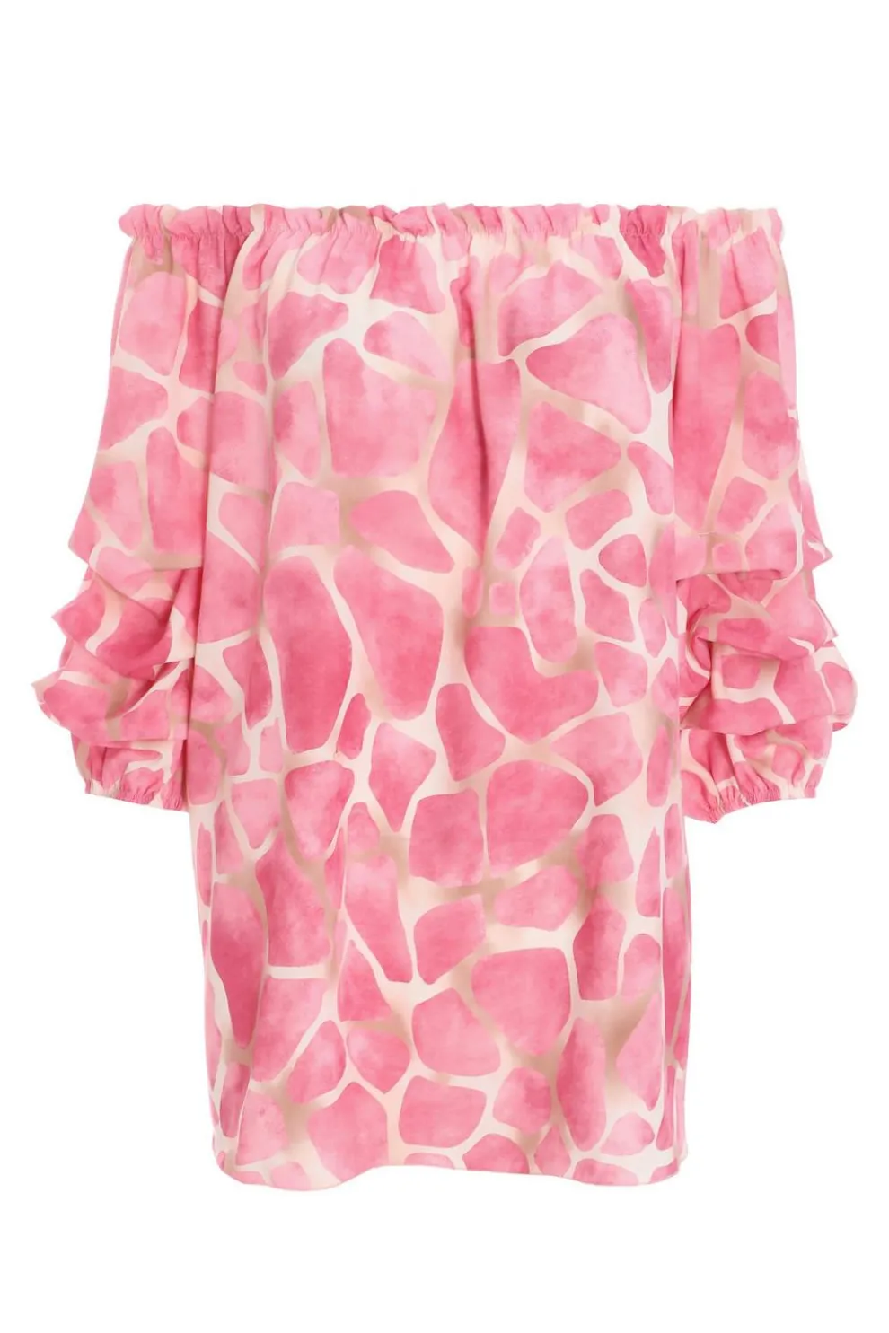 Pink Giraffe Print Bardot Top