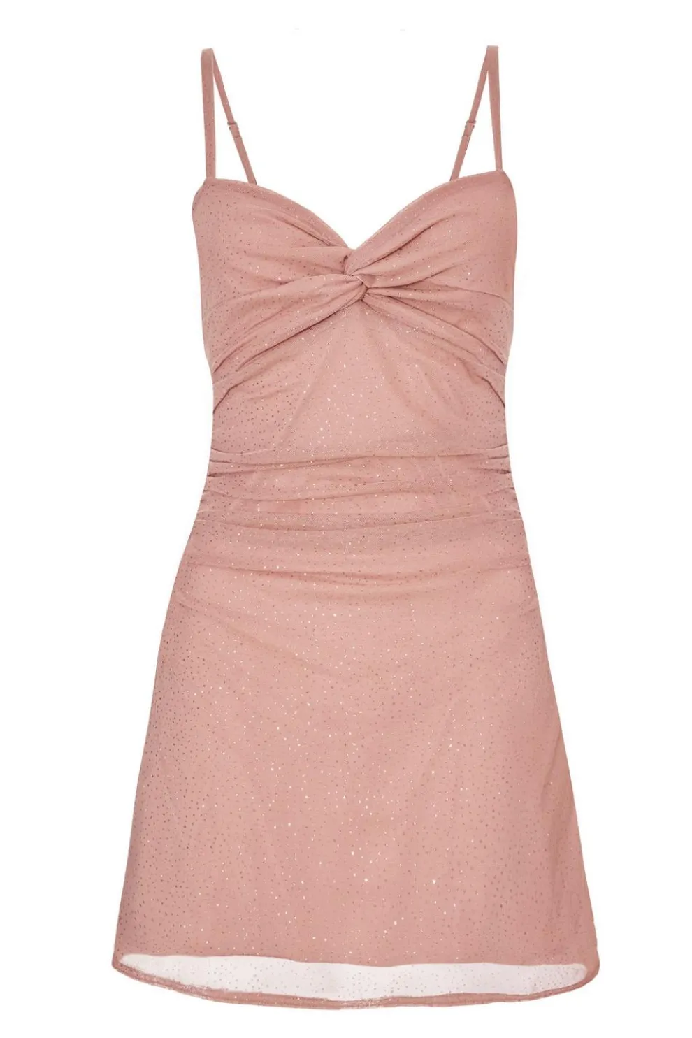 Pink Glitter Mesh Mini Dress