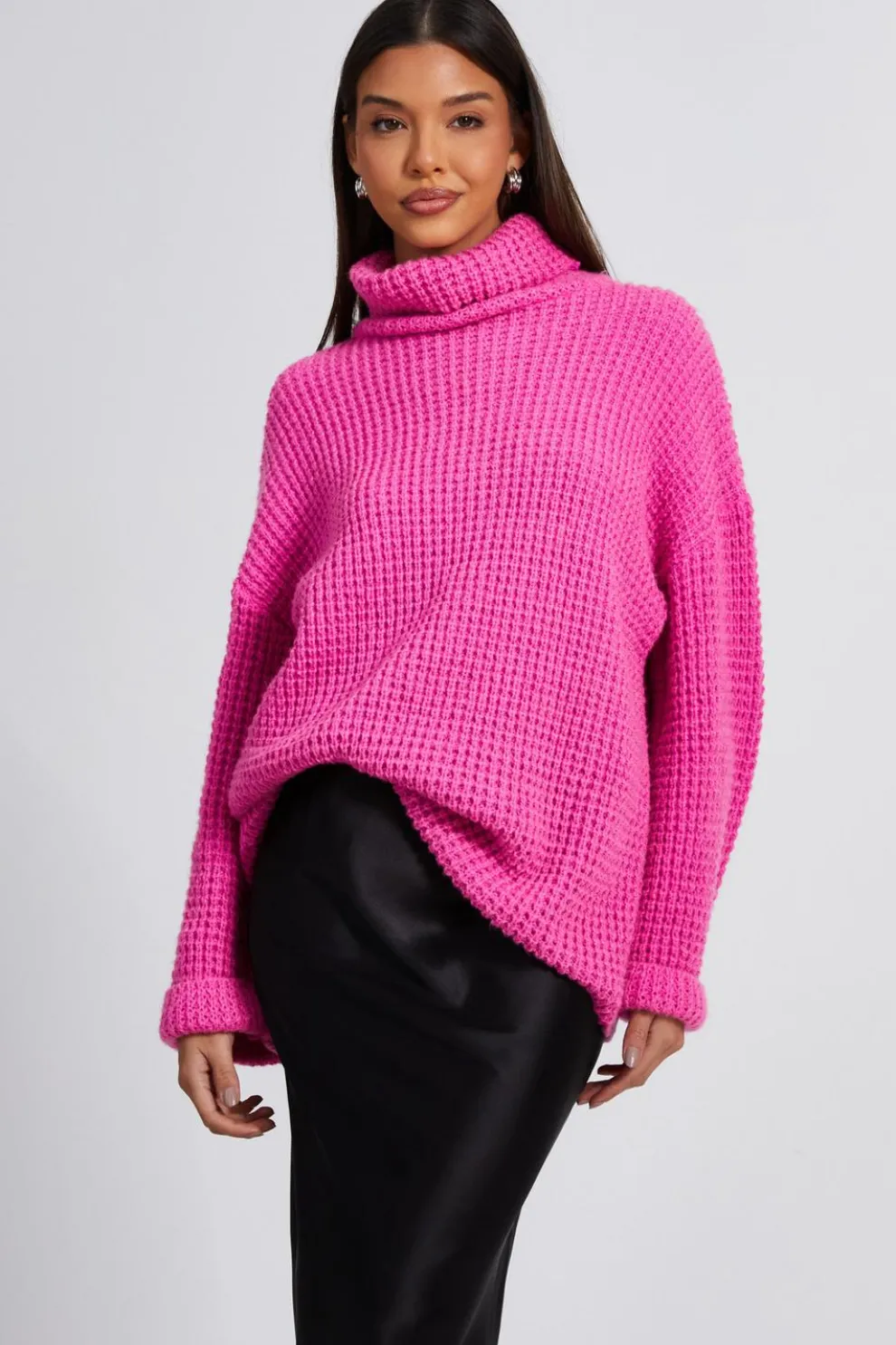 Pink Knitted Roll Neck Jumper